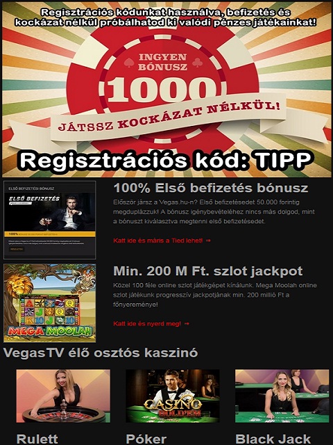 Vegas kaszinó, az első legális online kaszinó magyaroknak, izgalmas bónuszokkal, csinos élő dealerekkel!